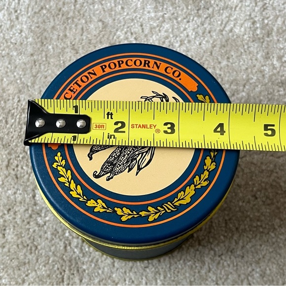 Vintage Princeton Popcorn Co Tin Metal Canister-Navy Blue/Orange-Small-Est 1885 - Picture 7 of 7